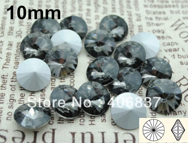 

200 шт./лот, 10 мм черный алмаз кристалл риwill камни, Бесплатная доставка! Китайский кристалл ривола высшего качества