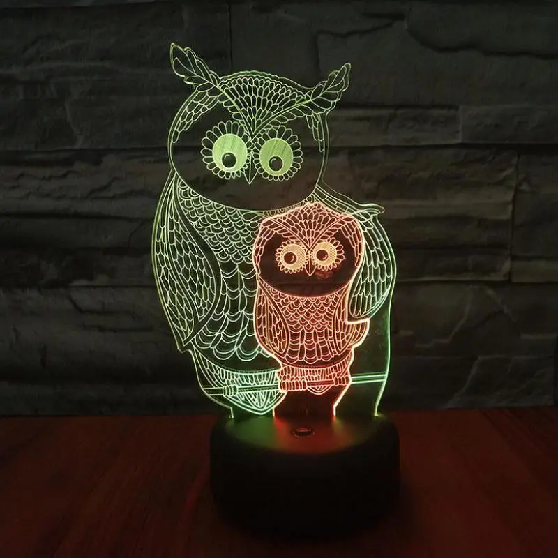 Сова Led 3d ночник визуальный креативный цветной контроль сенсорный Usb светильники
