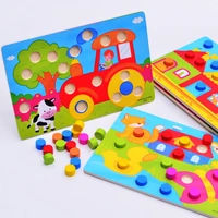 1 set wooden toys puzzles tangram jigsaw board educational early learning cartoon wood puzzles kids toys for children