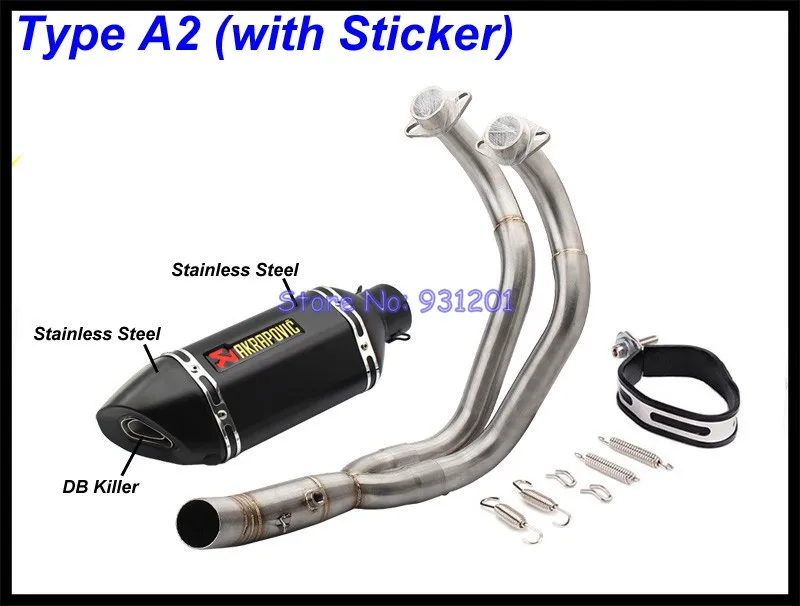 Выхлопная система мотоцикла для Yamaha MT07 mt-07 FZ07 FZ-07 Tracer(-) XSR700(-) Akrapovic глушитель - Цвет: Type A2 (Sticker)