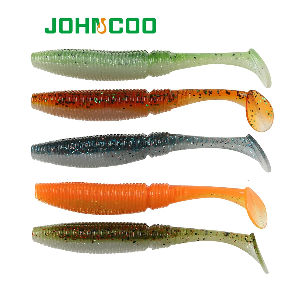 

JOHNCOO Fishing Lure 10cm/8g Swimbaits Plastic Isca Artificial Soft Lures with Salt Fishing Tackle 6pcs/lot Double Color Lure