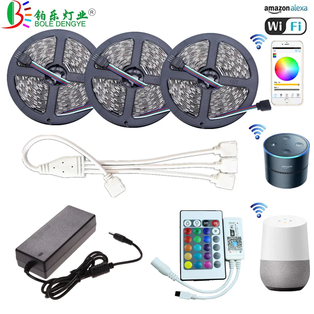 СВЕТОДИОДНАЯ лента SMD 5050 5 м Wi Fi Bluetooth 12 В постоянного тока неводонепроницаемая