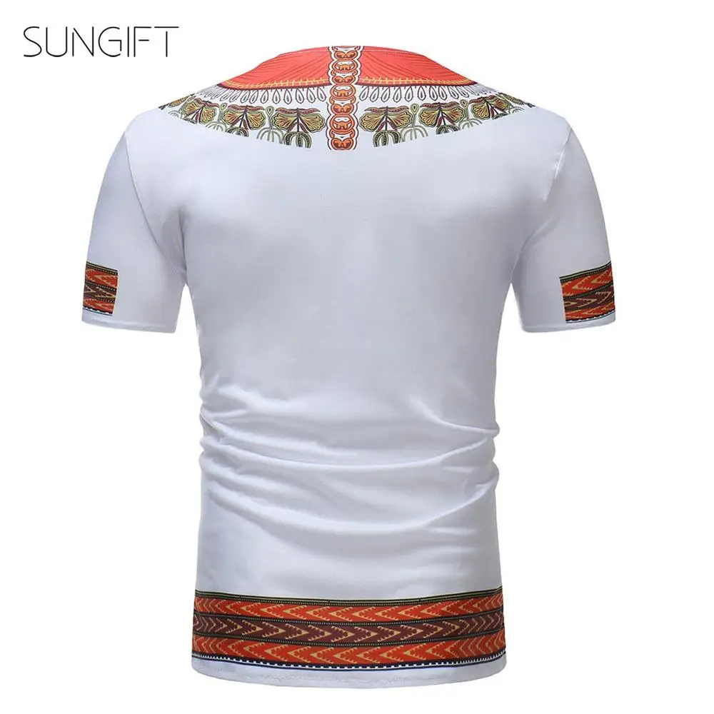 SUNGIFT африканская Мужская футболка с коротким рукавом рисунком племени Дашики v