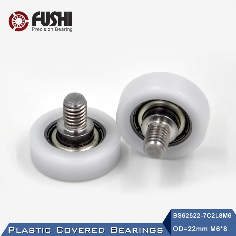 625ZZ Screw Pulley Bearing OD 22 mm M6*8 ( 2 PCS ) Doors and Windows Roller Mute Wheel POM 625 Plastic Covered Bearings