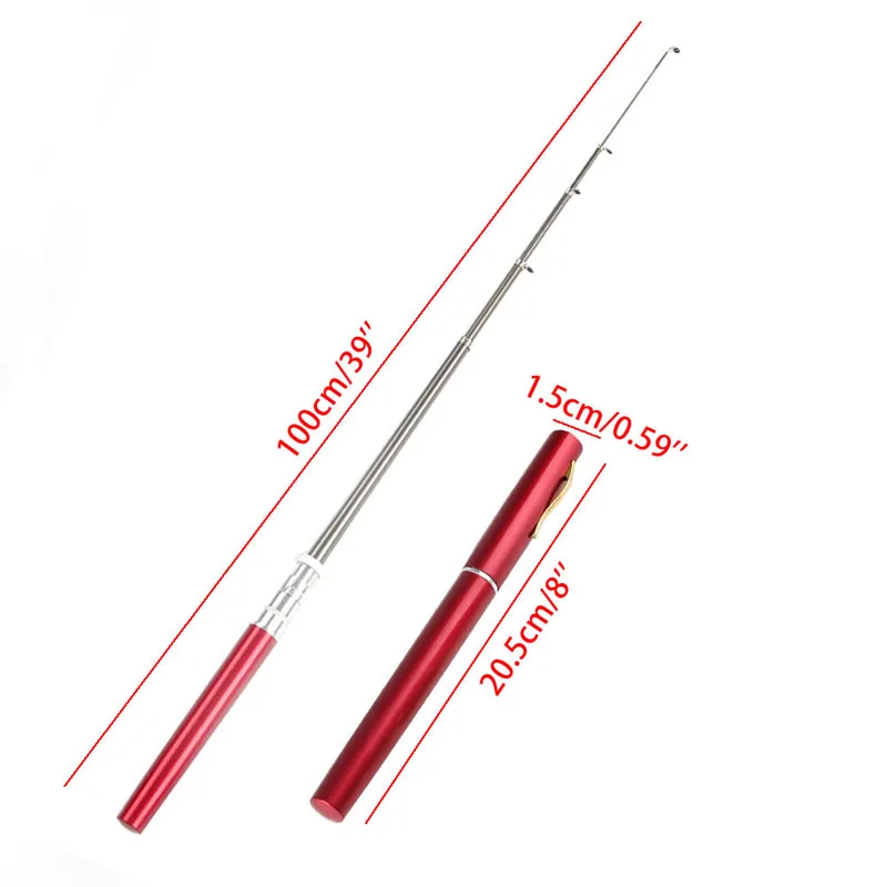 

Mini Telescopic Portable Pocket Fish Pen Aluminum Alloy Fishing Rod Pole + Reel