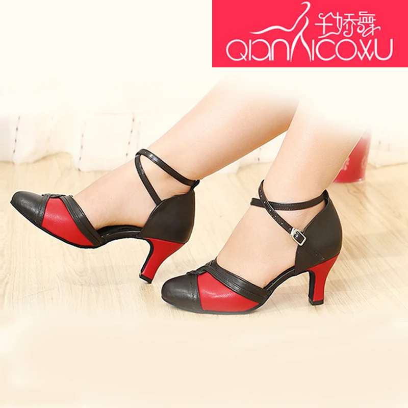 Женские туфли для латиноамериканских танцев удобные из воловьей кожи с мягкой