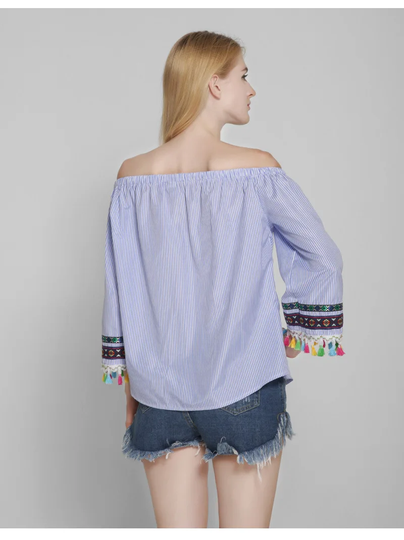 Осень 2017 женская рубашка блузка футболка с кисточками сексуальные топы