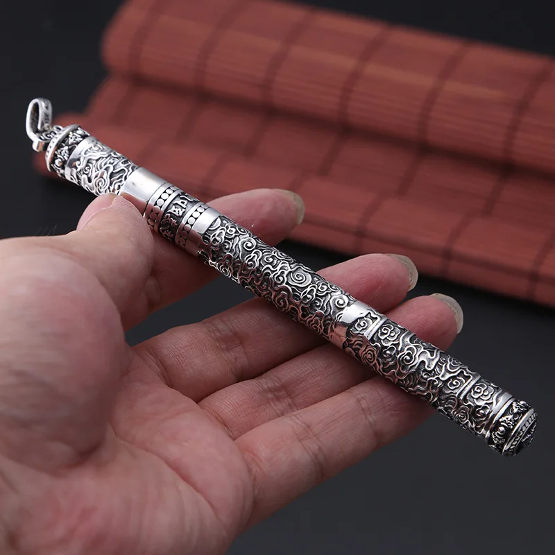 Серебряная шариковая ручка 925 пробы ожерелье с подвеской для мужчин и женщин