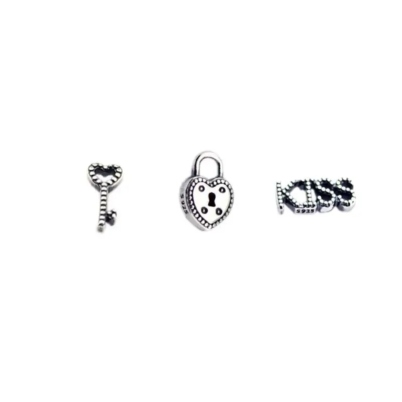 100% Серебряное ювелирное изделие с надписью Kiss Petites Charm 3 подходит для ожерелья
