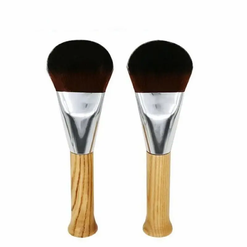 

high quality black synthetic hair wooden handle powder makeup brush in cosmetic
