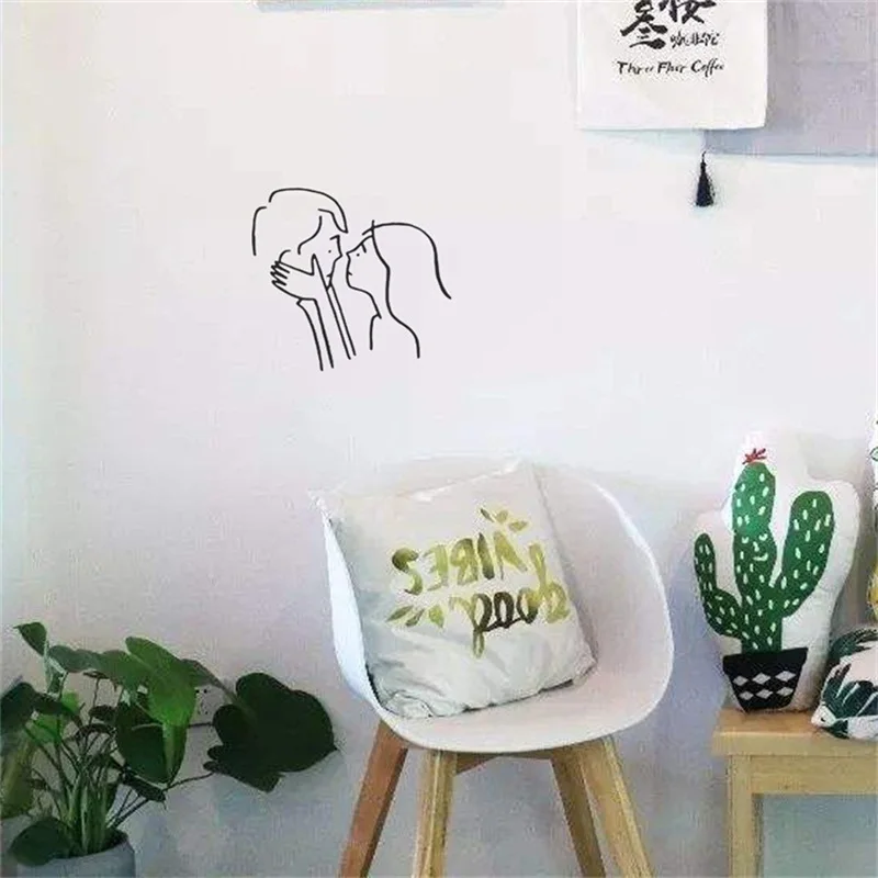 GB649 Cute Lovers Wall Stickers For Kids Rooms Home Decoration Living Room Decals Bedroom Dormitory DIY Vinyl Art Mural | Дом и сад