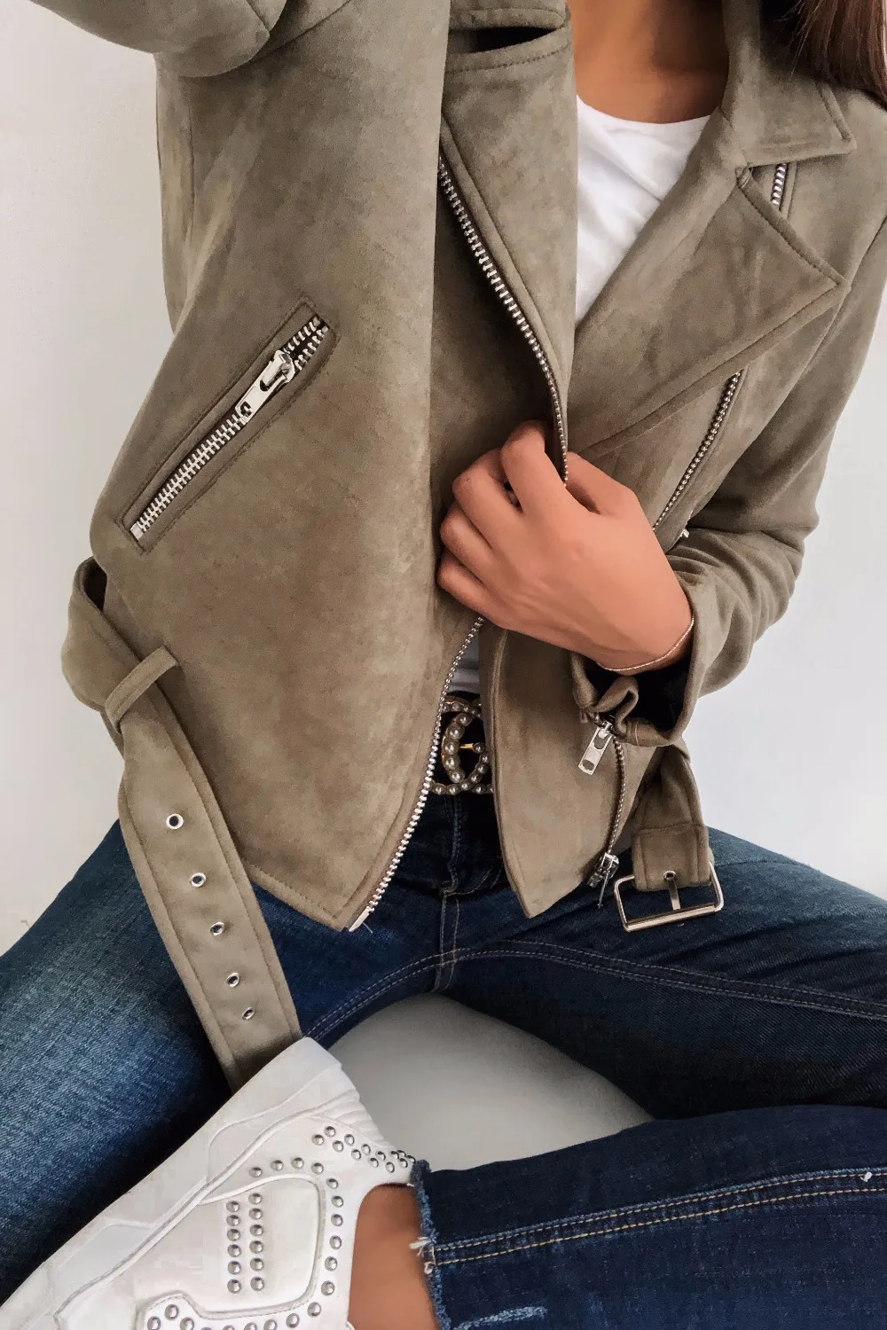 Замшевая короткая куртка из искусственной кожи новая стильная женская