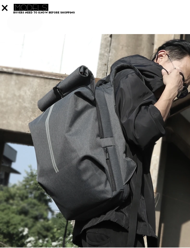 FYUZE Fashion Men Backpack for Laptop 15.6 inch Waterproof Travel Backpack Large Capacity College Student School Backpack