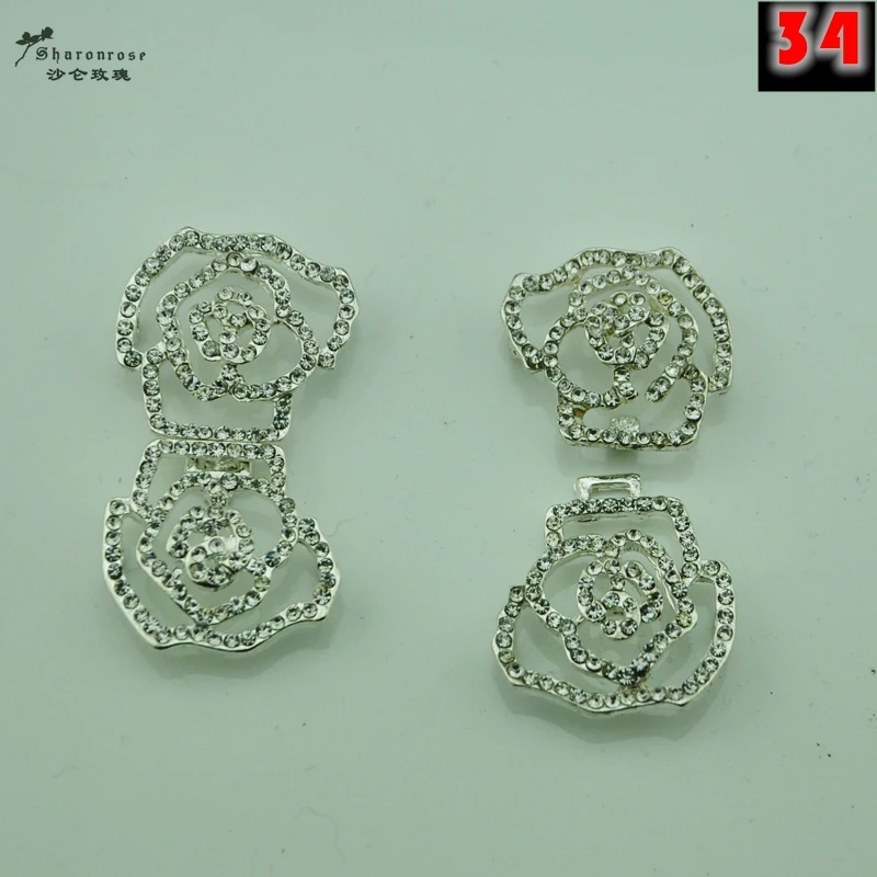 Высококачественные малого металла цветок горный камушек хрусталь пряжки кнопки