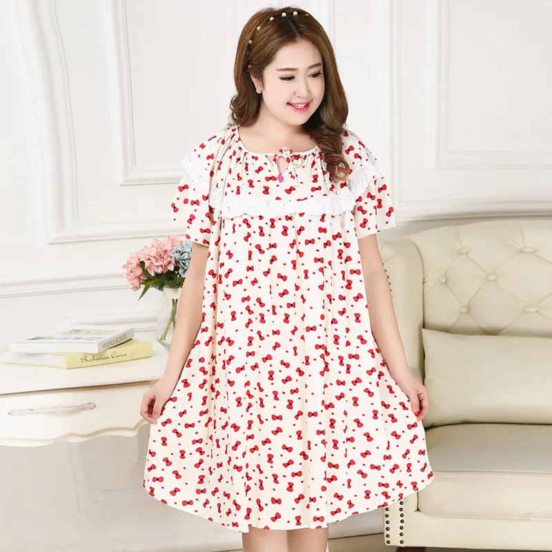 Style7 Женские летние Sleepdress плюс Размеры женский хлопок Sleepwea для жира взрослых Для Женщин Сплетенные Хлопок Homedress 4XL 5XL B-6684 - Цвет: Style7