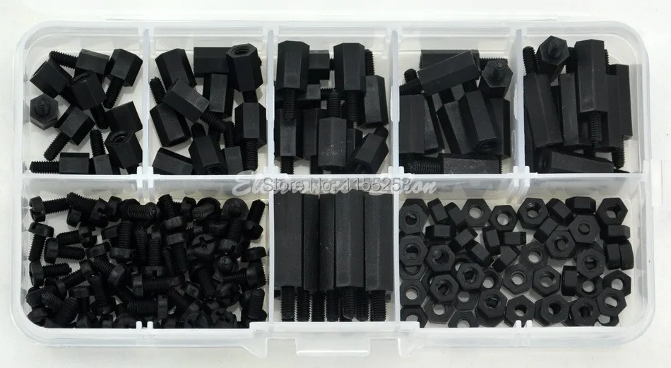 M3 нейлоновые черные шестигранные рандомные Распорки/Винты/гайки в ассортименте