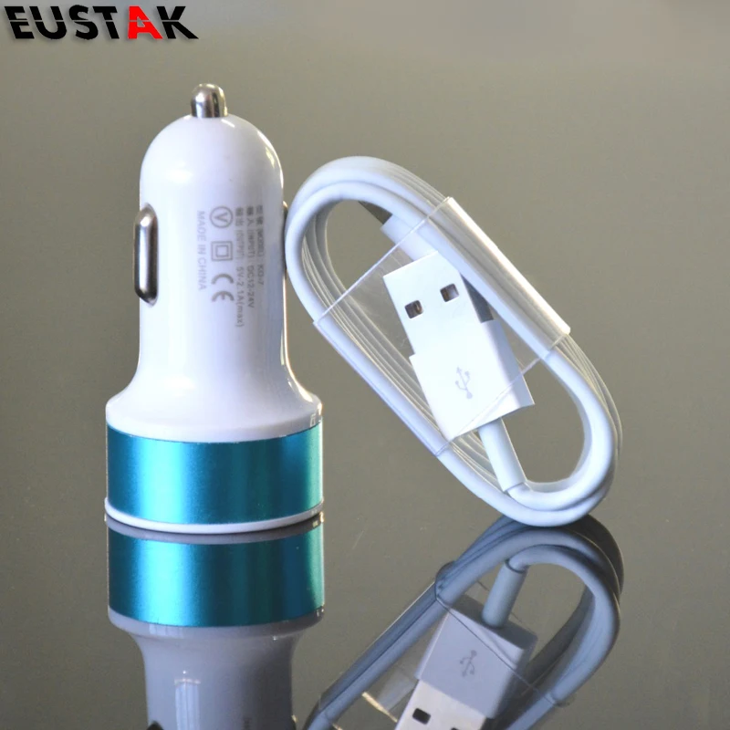 EUSTAK 1 комплект 2 USB порта автомобильное зарядное устройство + зарядный кабель для