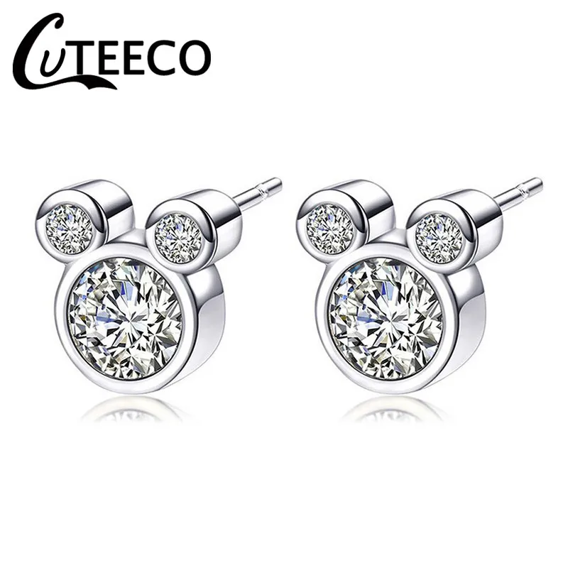 CUTEECO Роскошные циркониевые серьги-гвоздики с Микки и Минни, Кристальные брендовые серьги для женщин, детей, девочек, модные ювелирные изделия, подарок - Окраска металла: LPXK571