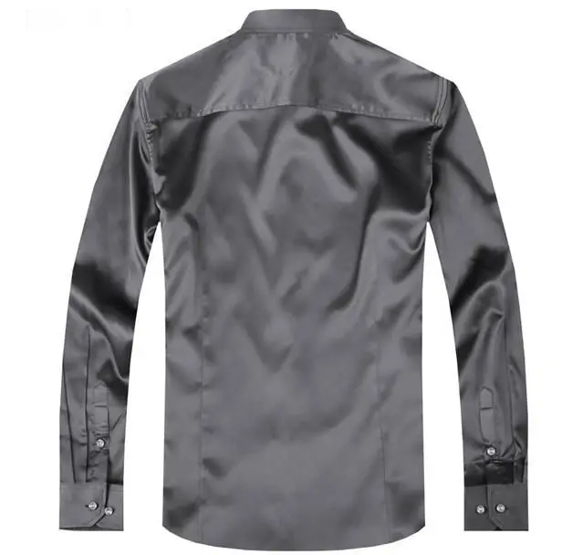 Модное Сверкающее шелковое атласное платье рубашка роскошные шелковые мужские