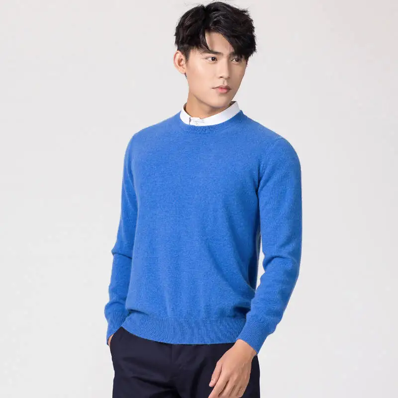 Oneck blue Мужские пуловеры, новинка зимы, модный свитер Vneck, кашемировые и шерстяные вязаные Джемперы, Мужская шерстяная одежда, Лидер продаж, стандартные мужские топы - Цвет: Oneck blue