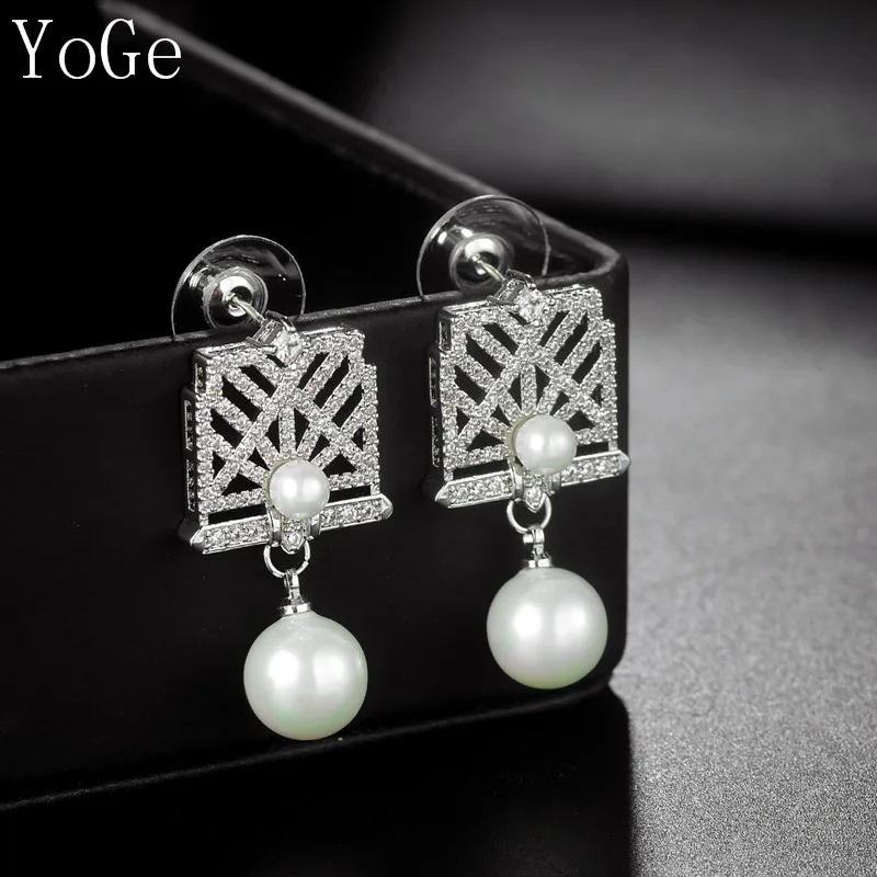 Ювелирные изделия YoGe для женщин серьги гвоздики с перламутровыми жемчужинами