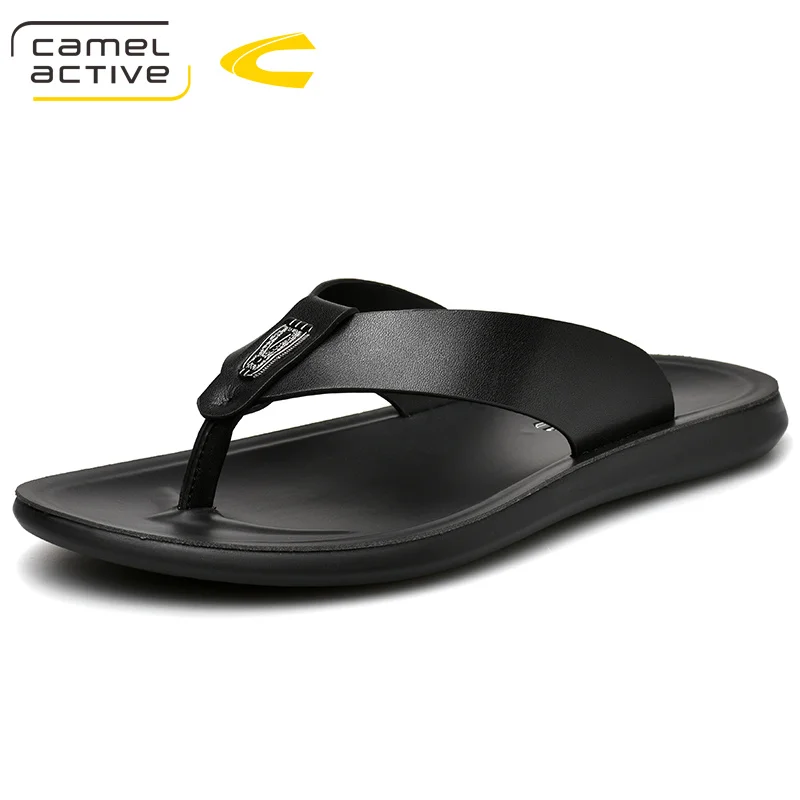 Черный Camel Active/ Новое поступление, летние мужские вьетнамки, высококачественные пляжные сандалии, Нескользящие мужские тапочки, zapatos hombre, повседневная обувь - Цвет: Черный