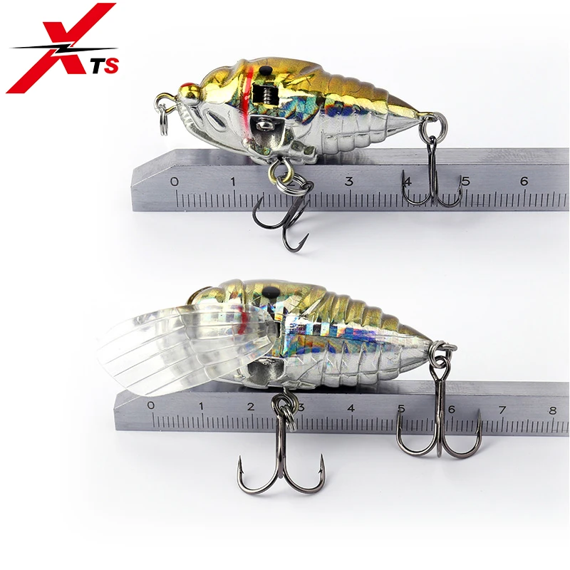 XTS Fishing Lure 40mm 5.5g/55mm 12g Wobblers Artificial Cicada 4 Colors Crankbait 3D Eyes Floating With Strong Hooks 5276 | Спорт и