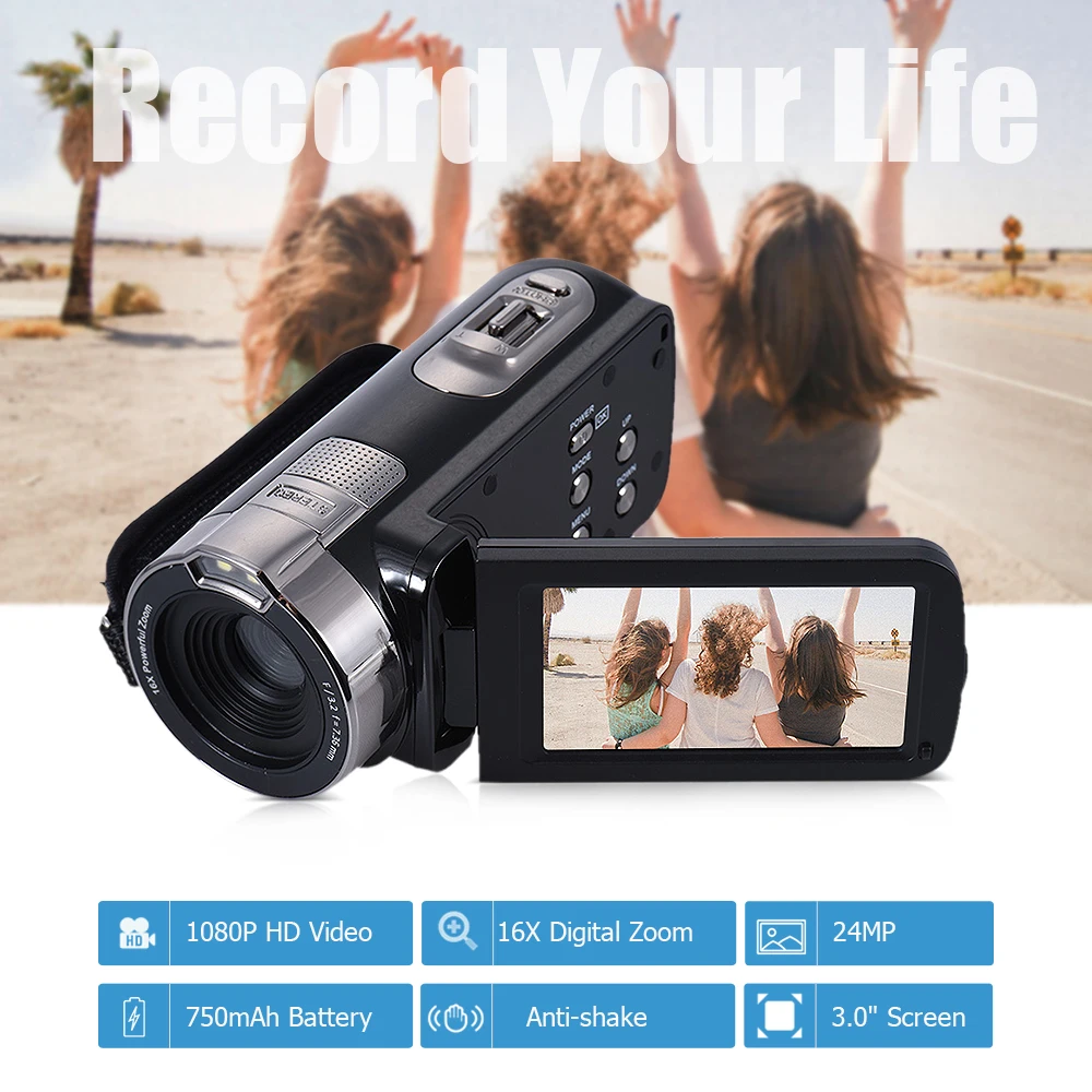 HDV 302P Full HD 1080P Цифровая видеокамера DV Камера 3 0 дюймов ЖК дисплей Экран 15FPS 24MP 16X
