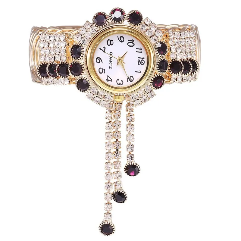 Топ бренд Роскошные Стразы браслет часы женские наручные часы Relogio Feminino Reloj Mujer Montre Femme часы - Цвет: kh081-purple