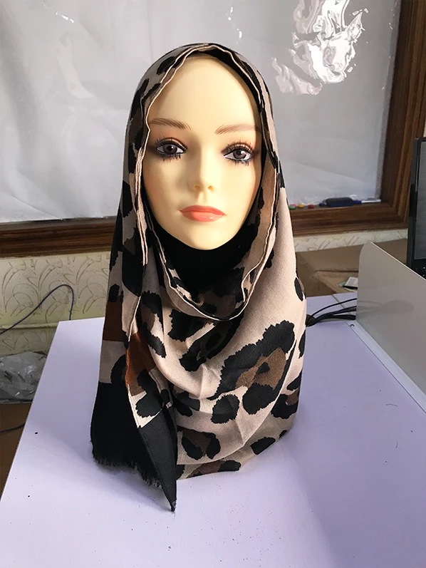 2018 хлопок женский шарф с леопардовым принтом хиджаб шали/тюрбаны повязка на