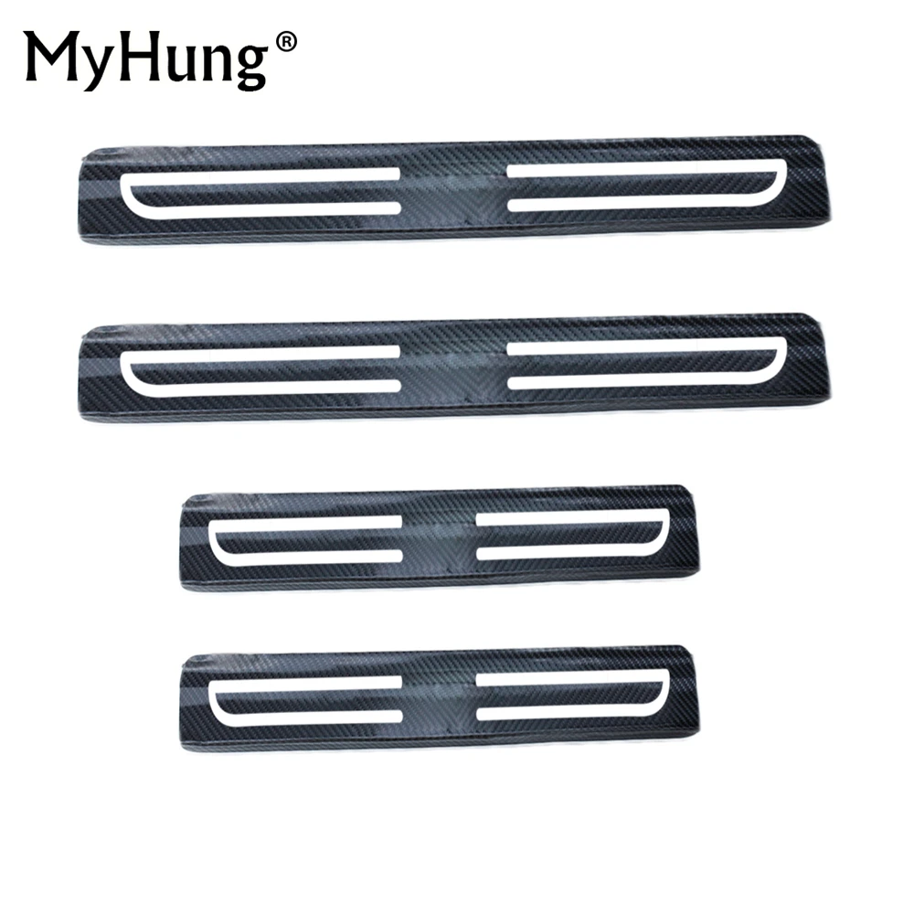 4D светоотражающие наклейки на порог автомобиля из углеродного волокна для Ssangyong