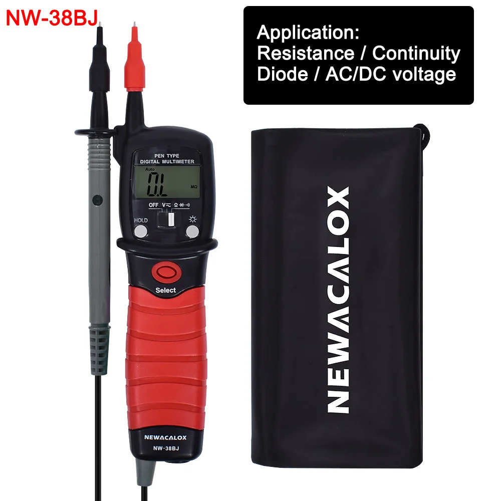 N-38BJ-R9 Multimeter NEWACALOX Ручной Подсветка ЖК-дисплей Цифровой мультиметр ручка Тип метр DC/AC Сопротивление напряжения Диод Непрерывность тестер инструмент - Цвет: N-38BJ-R9 Multimeter