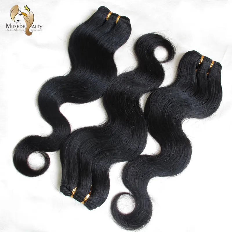 Indian Virgin Hair Body Wave Soft Human Shiny&ampHealthy Products 6pcs/lot Color #1b Weft Free Shipping |