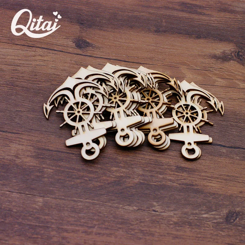 Оригинальный QITAI 12 штук якорь деревянная форма шпона изделия DIY для скрапбукинга
