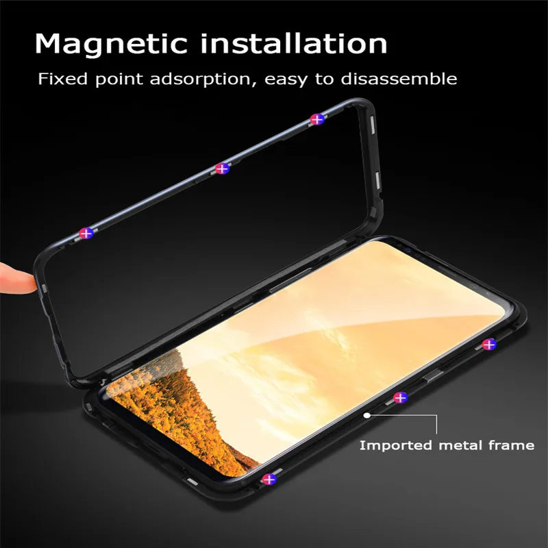 Magnet Bumper Case on For Samsung Galaxy S10 S10E S10plus mobile Phone Cases A20 A30 A50 S8 S9 J4 J6 plus note 8 9 A7 A9 M20 | Мобильные