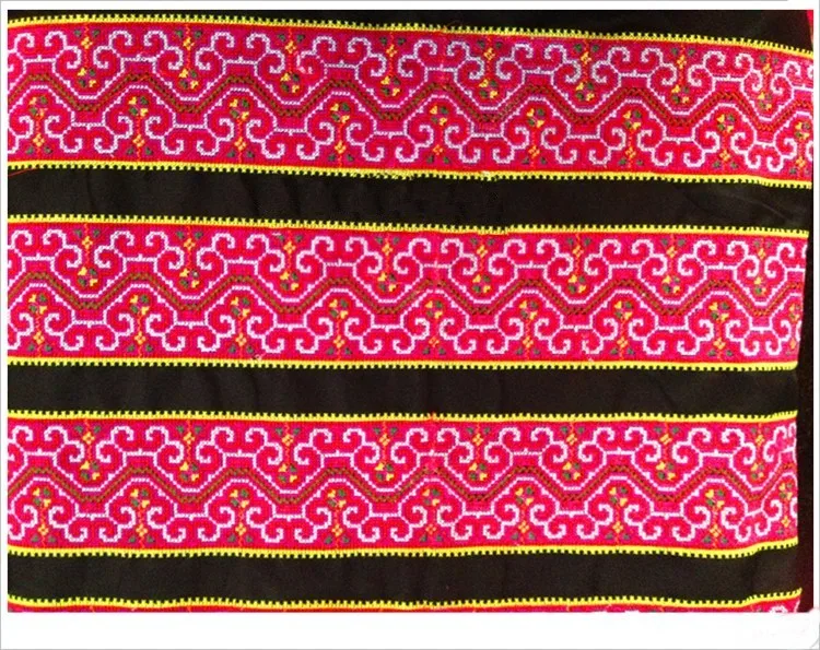 Miao hmong вышивка крючком хлопчатобумажная ткань кружевная отделка 10 см платье