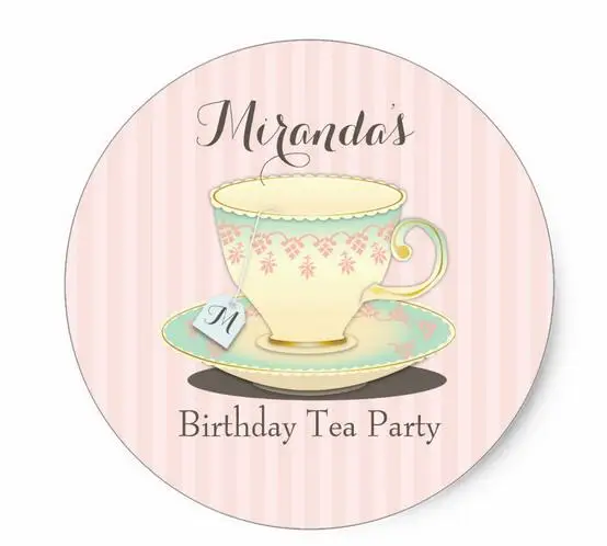 

1.5inch Sweetly Chic Birthday Teacup Tea Party Sticker