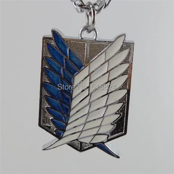 Синий белый атака на Титанов Кулон Крылья свободы ожерелье двойное крыло