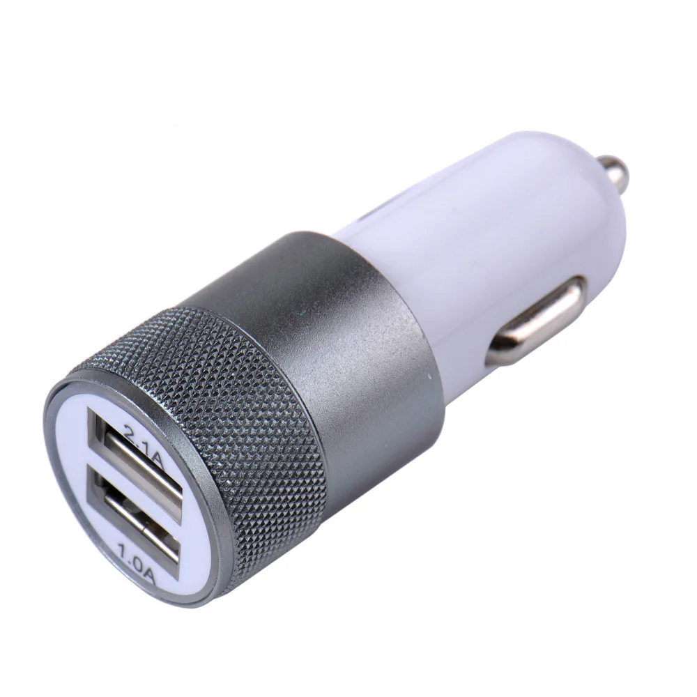 Модные 12 V 2.1A 1.0A алюминиевый на 2-портный Dual USB универсальный автомобильный