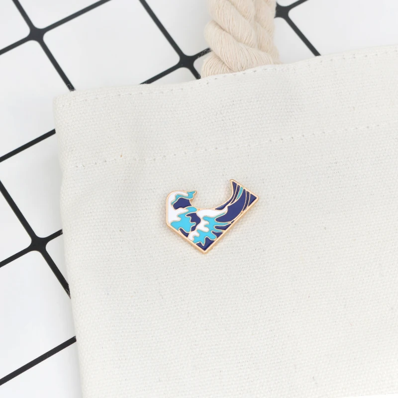 Blue sea waves Brooch Collar Ocean Coat backpack bag Jackets Pin Badge Cartoon Jewelry Gift for Kids Children souvenir | Украшения и