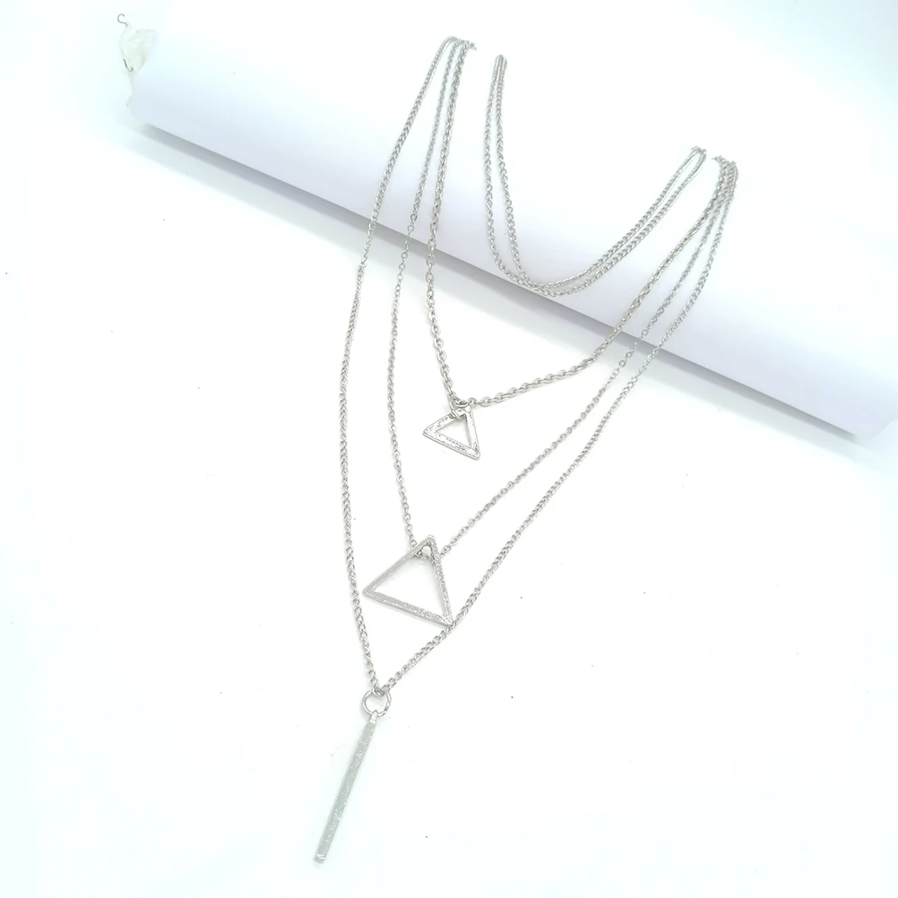 Многослойное колье геометрический Стильный Треугольник Элегантный Модный кулон