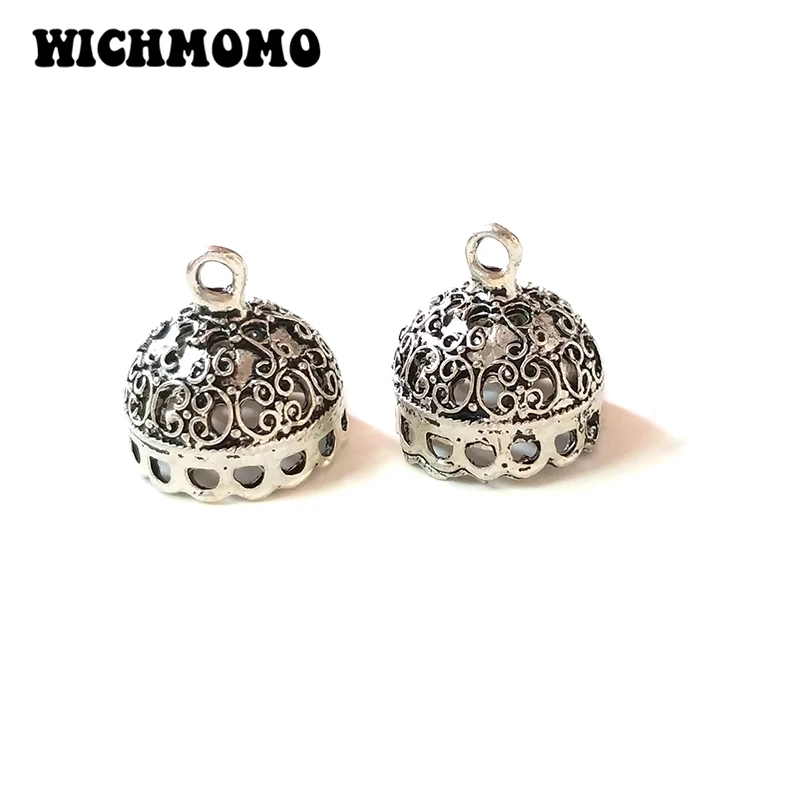 

2021 New 5pcs/bag 18mm Retro Zinc Alloy Bell Shape Beads Tassels End Cap Charms Pendants for DIY Jewelry Accessories
