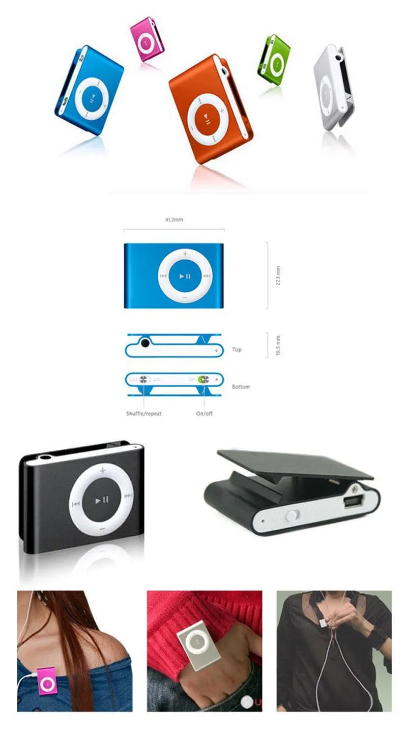 Mp3 плеер 1 8 Гб поддержка 32 ГБ micro sd tf карта мини металлический зажим USB MP3