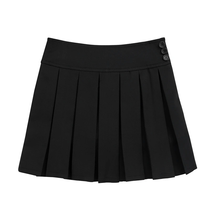 Black Новые юбки для девочек, хлопковые плиссированные юбки в японском стиле с высокой талией, школьная форма для девочек 4-14 лет, детские юбки в консервативном стиле для подростков - Цвет: Black