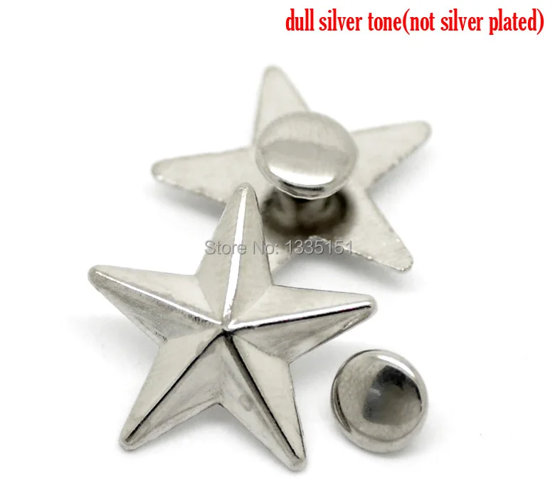 Бесплатная доставка 30 комплектов серебристые заклепки в форме звезды пятна 19 мм x