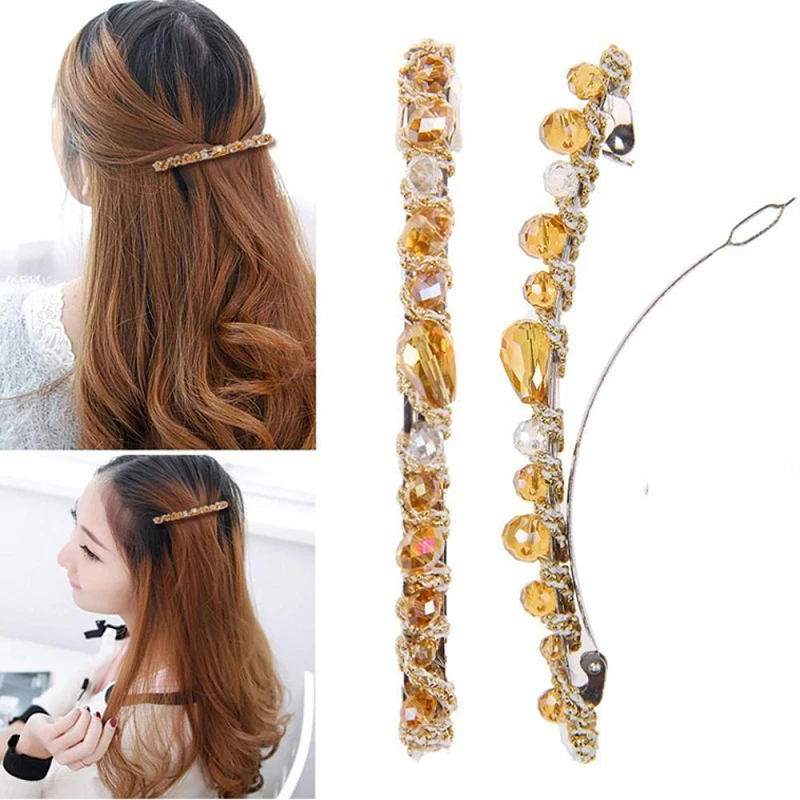 iMucci 1PC Women Girls Elegant Bling Headwear Crystal 6 Color Elastic Hairpin Barrette Hair Clip | Украшения и аксессуары