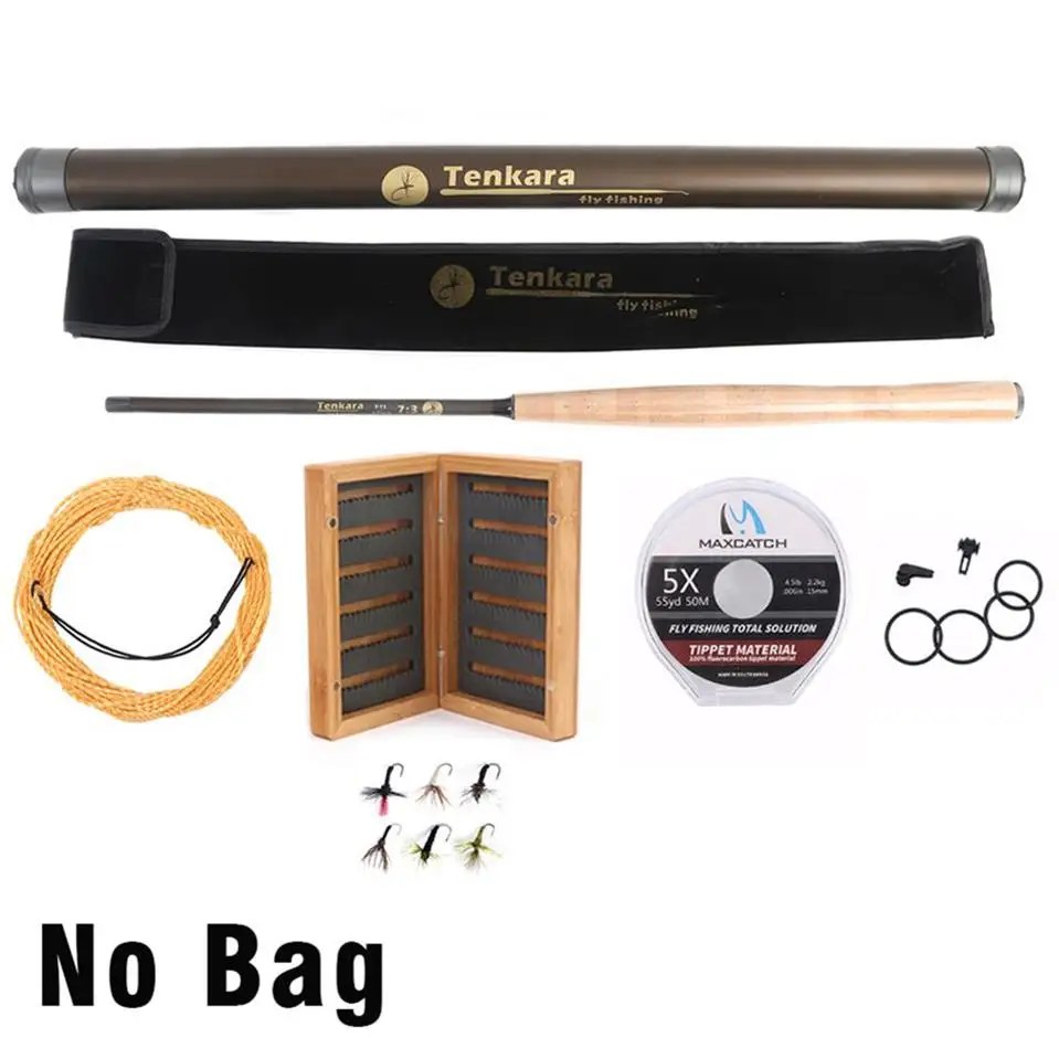 Maxcatch телескопическая летучая Удочка 9-13FT Tenkara Fly удочка& Tenkara мухи& леска& Коробка - Цвет: no bag