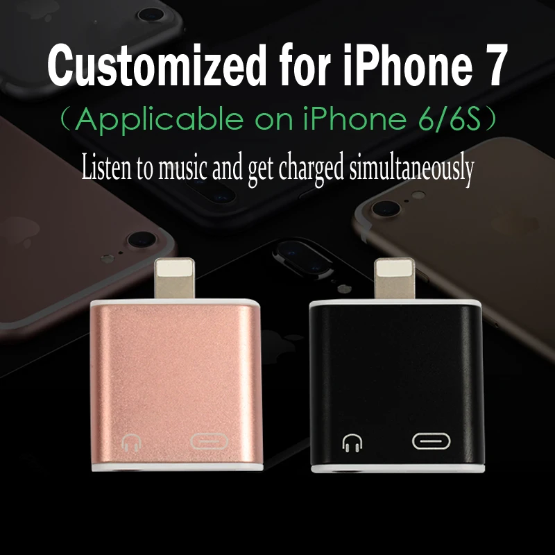 Для Lightning до 3.5 мм Разъем Наушников Адаптер для iPhone 7 Plus 2 в 1 Аудио Наушники и