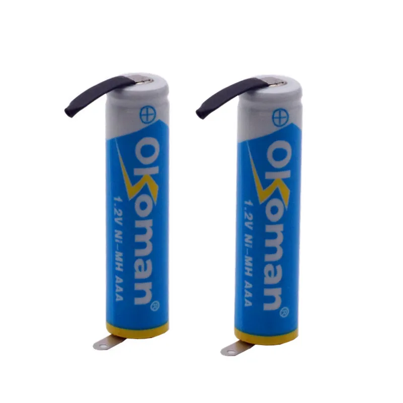 Okoman 1 2 V AAA аккумуляторная батарея 3800mah Ni MH сотовый с заваркой вкладки шпильки