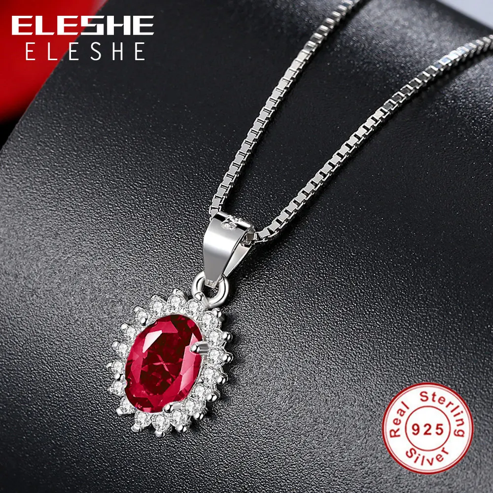ELESHE ювелирный набор из стерлингового серебра 925 пробы Циркон Bijoux красные хрустальные свадебные аксессуары вечерние серьги ожерелье для женщин подарок